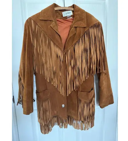 Vintage Cedars Suede Leather Fringe western cowboy brown coat Jacket M Size M