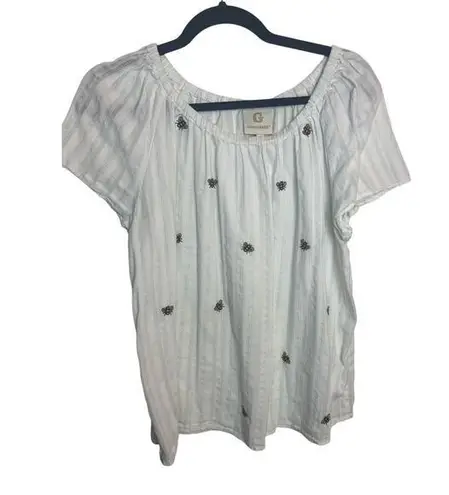 Grand & Greene Bee Blouse Cottage Novelty Spring Yellow & Black Size Medium White