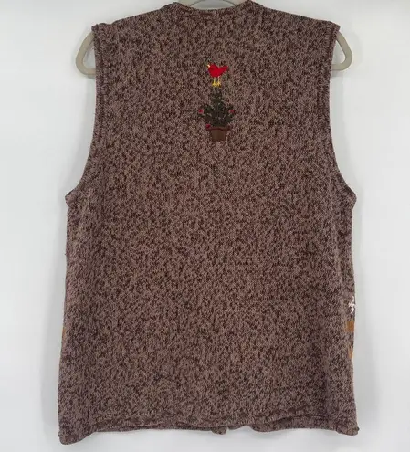 Bobbie Brooks Christmas Snowman Vest Sz 14/16W Cardinal Ugly Holiday Kitsch Brown