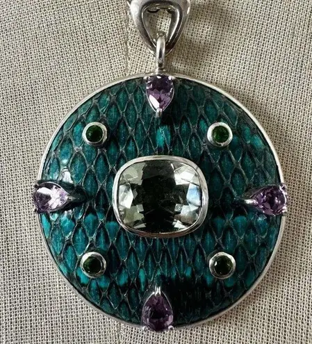 Chi by Falchi Sterling Prasiolite, Amethyst & Peridot Enamel Pendant Necklace