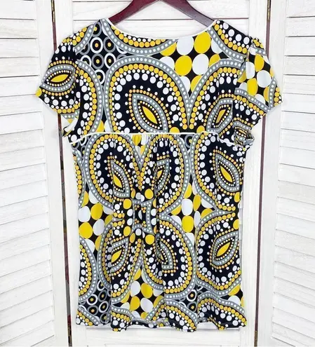 New Directions Mandala Print Shirt Yellow Black Gray XL Yellow