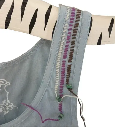 new Project e Vintage ❃ Floral Graphic Tank ❃ Baby Blue with Embroidery ❃ Large