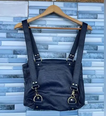 Vere Verto navy blue leather backpack Blue