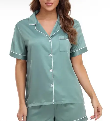 Delicacy Serenedelicacy Women's Satin Button Down Short Sleeve Pajamas Top Size L - Image 1