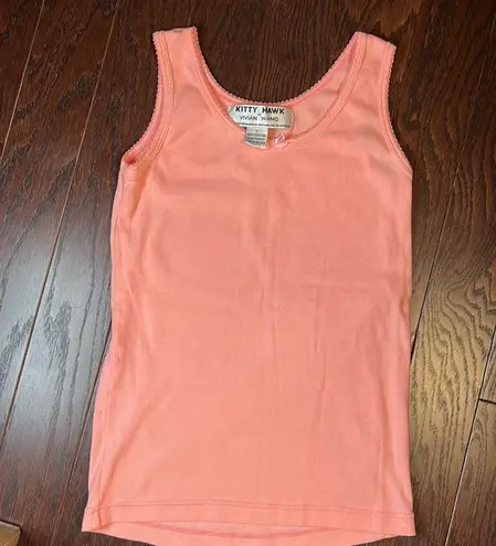 Vintage Kitty Hawk by Vivian Wang Coral Tank Top Size Small Orange