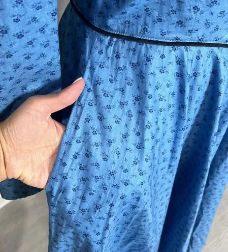 Gunne Sax by Jessica McClintock • vintage 70s floral velvet bib trim dress