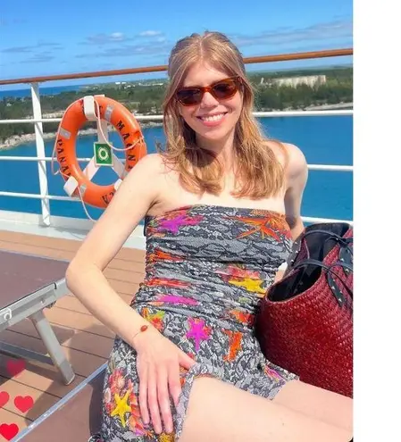 FUZZI Black Red Floral Strapless Lace Mesh Romper Size Medium