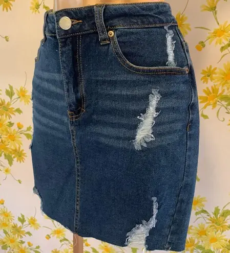 Denim Blvd Distressed denim mini skirt size L