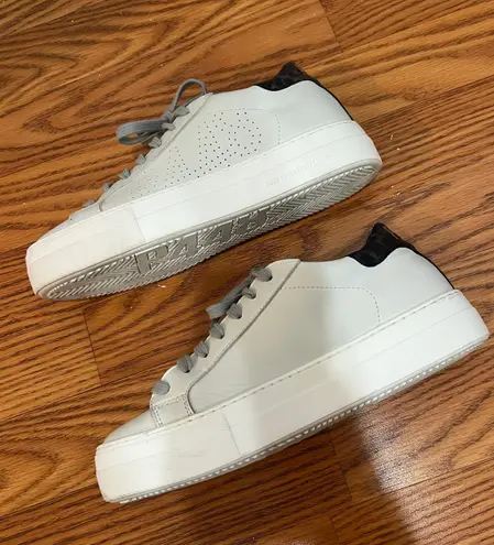 P448 Thea Platform White Sneakers with Silver Bead Detail