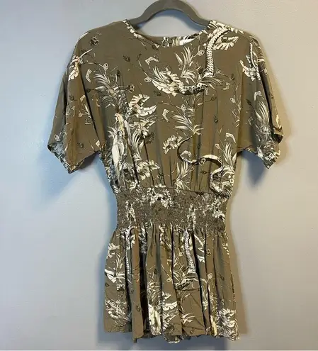 ANINE BING Dress Kaine Mini Dress in Green Tropical Floral Print Sz S GUC