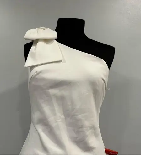 Mac Duggal 26665 Bow One Shoulder Evening Gown White 2 NWOT