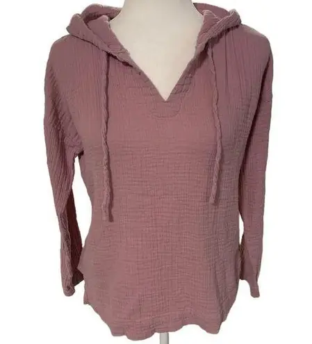 Loft  | Mauve Light Purple Hooded Pullover 100% Cotton Lightweight Beachy Size XS