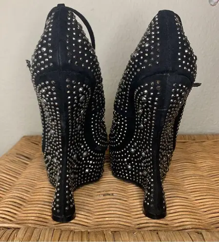 breckelle's Breckelle’s Sequin Stud Sculpted Heel Wedge Ankle Strap Size 7