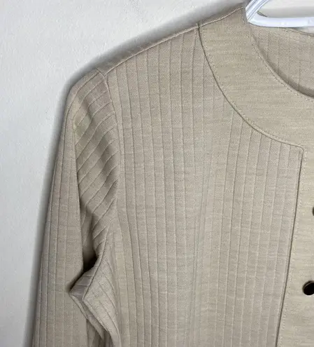 Vintage Butte Knit nude wool blend minimalist ribbed dress with button placket Size L