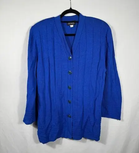 Danielle Wool Blend Cardigan Sweater Button Front Knit Cobalt Blue L Size L