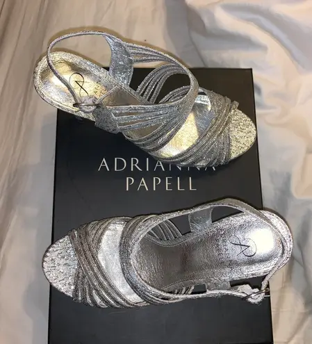 Adrianna Papell Silver Strap Heels