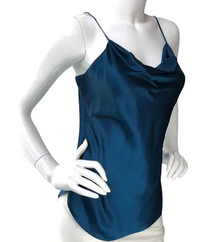 Cinq à Sept Cinq a Sept 5 a 7 Womens Size M Marta Silk Cowlneck Cami Top Blue Satin Slip