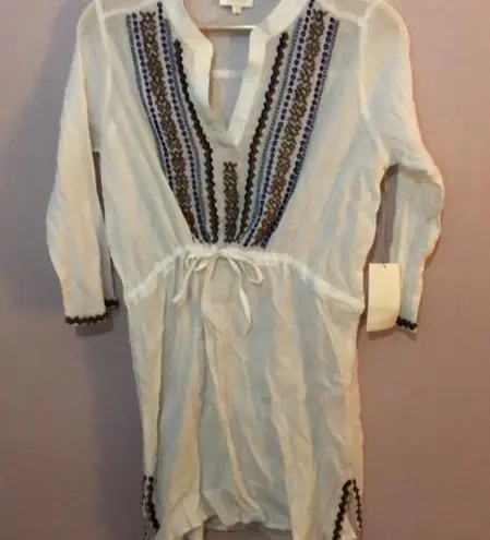 Shoshanna Corfu Beading Drawstring Tunic Cover Up