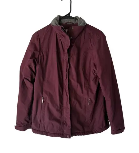 LL Bean Jacket Womens Small Burgundy Maroon Full Zip Fleece Lined Winter Coat Purple