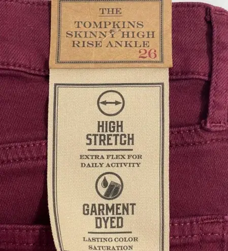 Polo NWT  Ralph Lauren Burgundy Tompkins Skinny High Rise Ankle Jeans Size 26