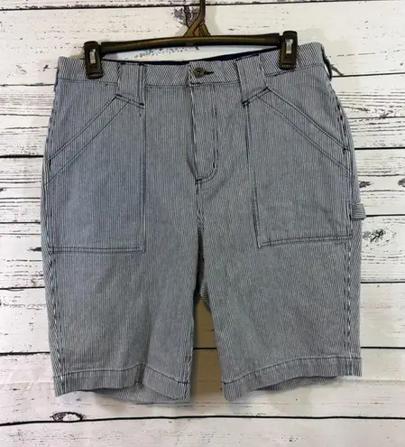 Women's Duluth Trading Co. Blue & White Striped Bermuda Shorts, Size 14