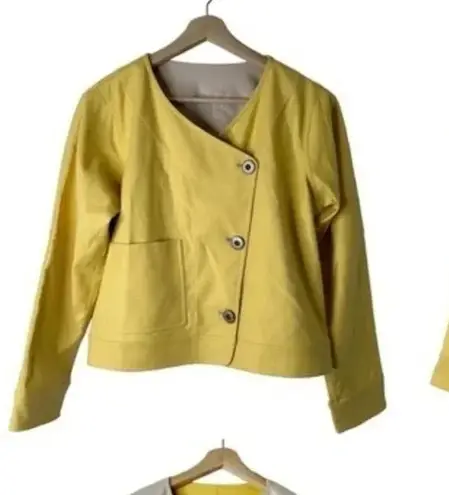 W By Worth Chic Yellow & Beige Reversible Moto Jacket Women’s Size L Large