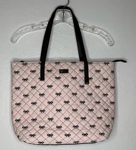 Luv Betsey By Betsey Johnson Pink Black Large Bag Bows Tote Quilted Y2K Quirky
