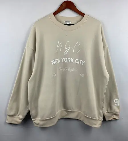 Orange Kiss Women’s Cream New York City Baggy Sweatshirt Size XL