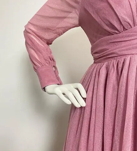 Faeriesty Dusty Rose VNeck Shear Long Sleeve Bridesmaid Dress Ruched A