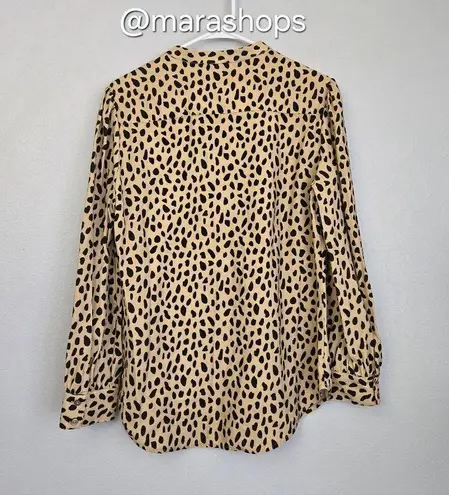 UNTUCKit Dorie Button Down Cheetah Print Shirt Black Size 8