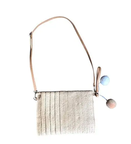 Bride Woven and Pearl Crossbody Purse White