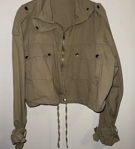 Stylish Olive Green/Khaki Women's Utility Jacket Tan Size XL