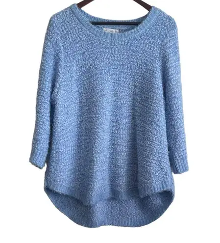 Studio JPR Sweater Women XL Blue Crew Neck 3/4 Sleeve Sherpa Fuzzy Cozy Casual