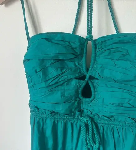 Ulla Johnson NWT  Emmaline Dress Ruffled Pintucked Cotton-Voile Halter Green 0