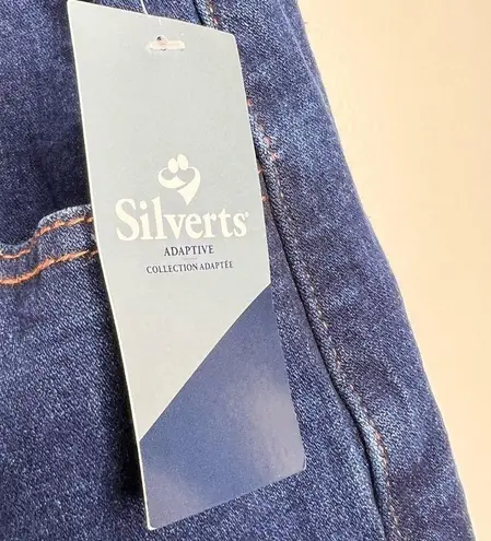 Silvertâs Open Back Adaptive Wheelchair Pull On Denim Jeans Pants Womenâs Sz XL