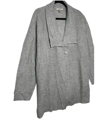 Woman Within Sweater Womens 1X 22/24 Shawl Collar Shaker Button Cardigan Gray