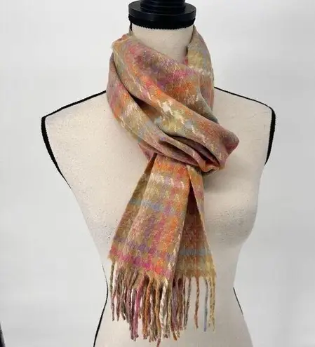 Cashmere Scarf Multicolor Houndstooth Made in Scotland 100% Cashmere Soft Pink