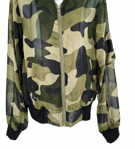 Roly Poly Green Camo Print Full Zip Long Sleeve Ja Size M