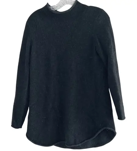 Eileen Fischer black fuzzy oversized sweater women's XS minimal cashmere cozy