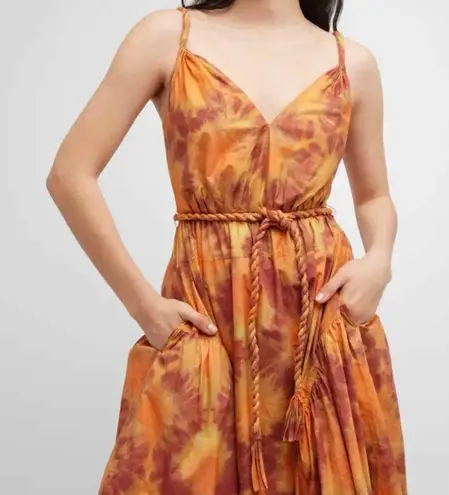 Ulla Johnson Valentina Braided Tie Belt Midi Dress in Red Topaz Size US 6