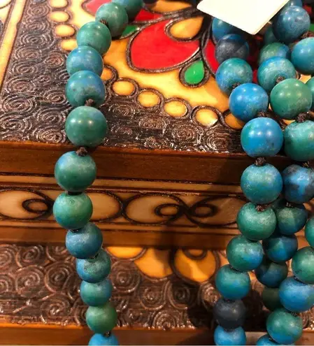 Barse Brand BARSE Genuine Azurite Magnesite Beaded Matte Necklace NWT 60”