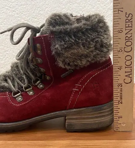 JOSEF SIEBEL Sandra 67 Burgundy Faux Fur Trim Suede Leather Ankle Boot Size 9