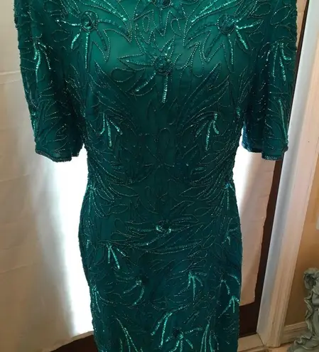 Laurence Kazar Vintage turquoise Beaded Dress