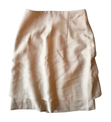 Armani Collezioni Giorgio Armani Beige Wool Blend Layered Skirt, IT 38/US 4