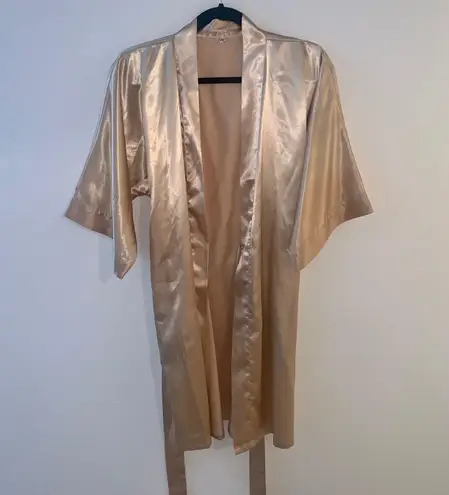 Beige Silky Robe Tan