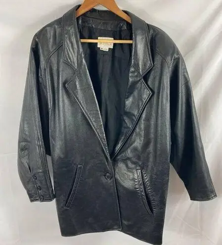 Vakko Vintage Dolman Sleeve Slouchy Leather Jacket Medium Black