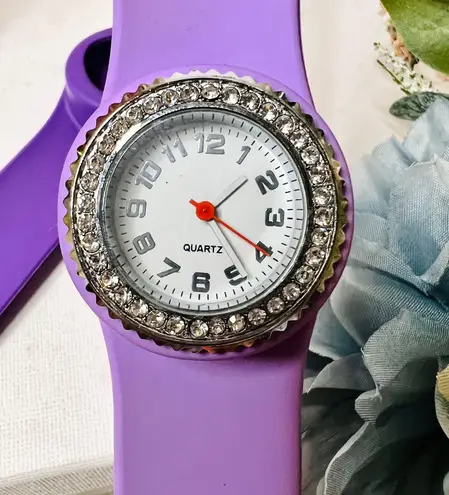 Slap Wrist Watch With 2 Bands Purple