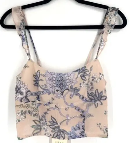 NWT Secret Mission Janice Top Only Floral Smocked Pink Ruffle Strap Small pink