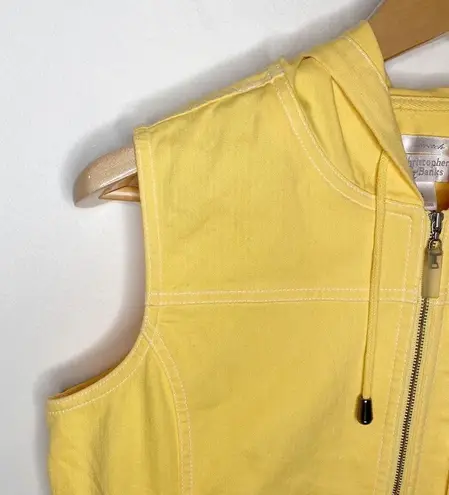 Christopher & Banks yellow pocketed drawstring hooded vest Y2K style size S