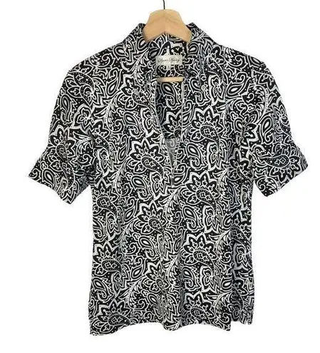 Sport Haley Black & White Paisley Printed Quarter Zip Top S